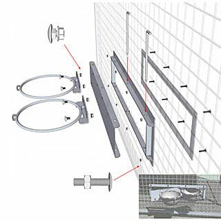 Forfait de montage système pivotant dans panneau grillagé