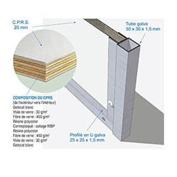 Panneau C.P.R.S. 20 mm, hauteur 2,00 m